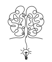 man silhouette brain with light bulb as line vector image