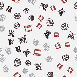 set line cyber security cloud database vector image