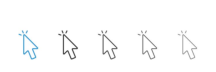 cursor icons in five different stroke sizes vector image