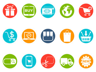 Ecommerce round button icons set vector