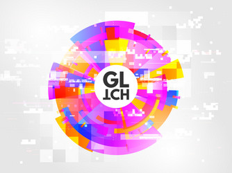 Glitch circle abstract design element vector