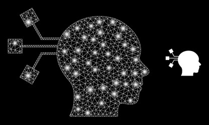 polygonal wire frame mesh brain connection vector image