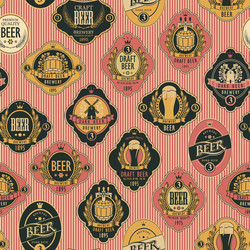 Seamless pattern with various beer labels vector