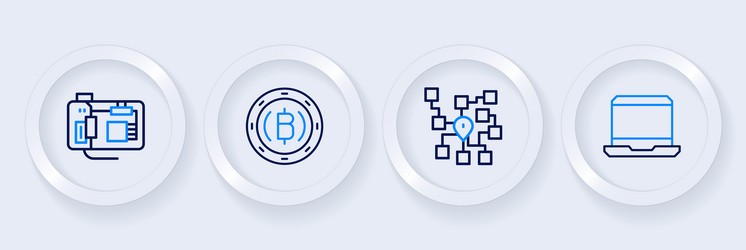 set line laptop neural network cryptocurrency vector image