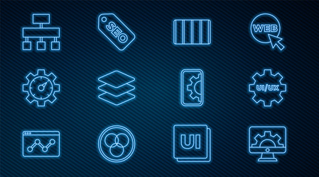 set line web development ui or ux design color vector image