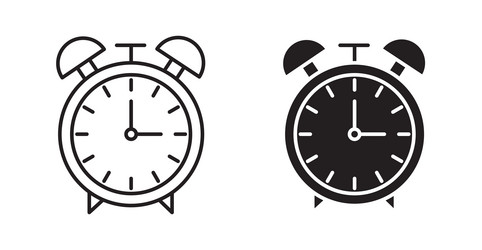 alarm clock icon set in thin line for web vector image