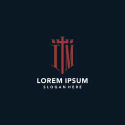 im initial monogram logos with sword and shield vector image