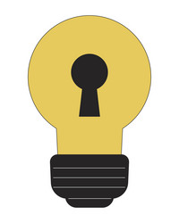 light bulb with keyhole flat line color object vector