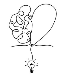 Man Silhouette with Brain and Lightbulb vector image