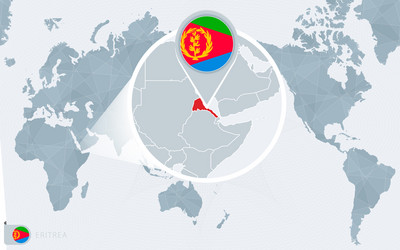 pacific centered world map with magnified eritrea vector