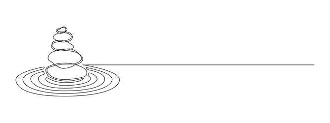 pebbles with circles in sand one continuous vector image