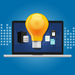 knowledge management concept idea lamp inside vector