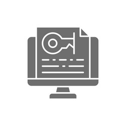 monitor with password text key grey icon vector