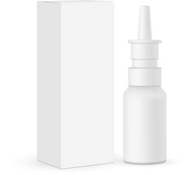 Nasal spray bottle with box mockup isolated vector