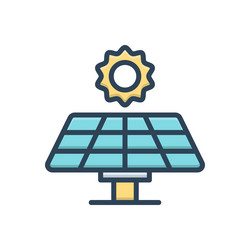 Solar panel icon with outline style isolated Vector Image
