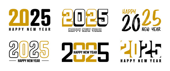 2025 New Year Number Text Collection vector image