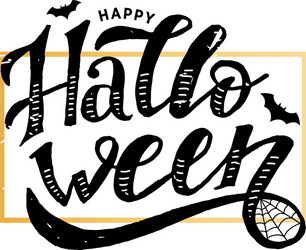 Happy halloween lettering calligraphy brush text vector