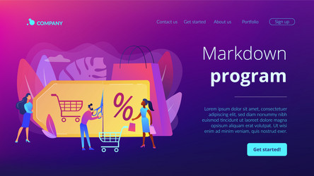 Markdown program concept landing page vector