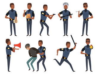 Police characters patrol policeman security vector