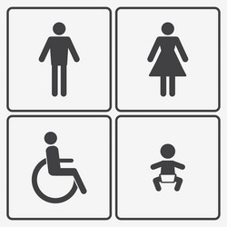 Restroom icons lady man child and disability vector