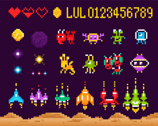 retro computer game set vector image