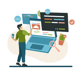 Software Developer Coding on Cloud vector image