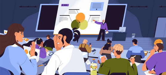 students chatting while lecture in university vector image
