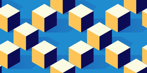 seamless pattern with cube or box shape on blue vector image