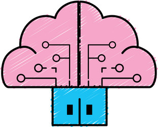 Brain cloud data with circuits and door connection vector