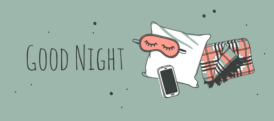 hand drawn objects about sleep routines and text vector image