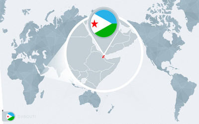 Pacific centered world map with magnified vector