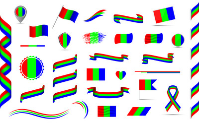 big set of rgb ribbons symbols icons and flags vector