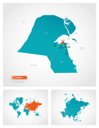 Editable template map kuwait with marks vector