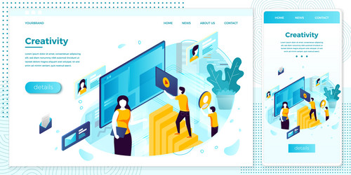 eps site creation working process set vector image