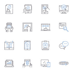 fuzzy logic line icons collection uncertainty vector image