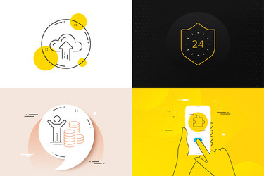 minimal set of puzzle cloud upload and 24 hours vector image