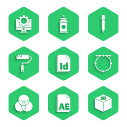 set id file document ae isometric cube vector image