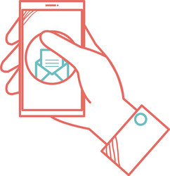 user with smartphone device and envelope vector image