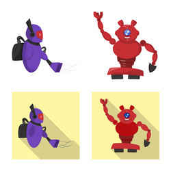 isolated object of robot and factory symbol vector image