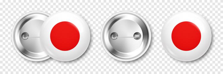 realistic button badge with printed japanese flag vector image