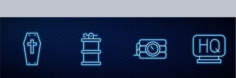 Set line dynamite and timer clock coffin vector