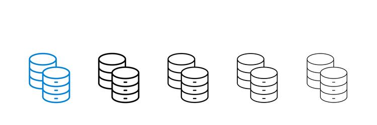 database icons in five different stroke sizes vector image