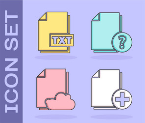 set add new file txt document cloud storage vector image