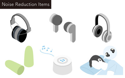 set of user-friendly noise-reducing products vector image