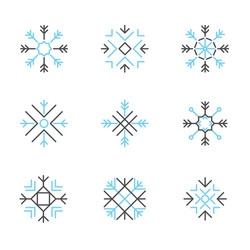 Snowflake icons set variable line vector