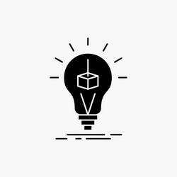 3d cube idea bulb printing box glyph icon isolated vector image