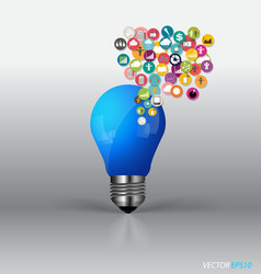 bulb with cloud of colorful application vector