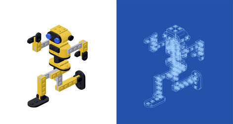 Concept with a dancing robot in isometric style vector