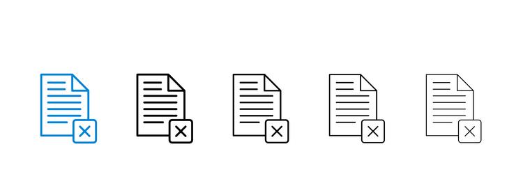 delete document icons in five different stroke vector image