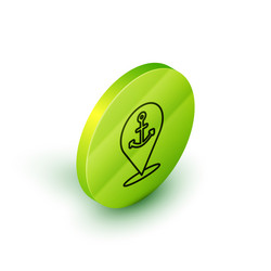 isometric line map pointer with anchor icon vector image